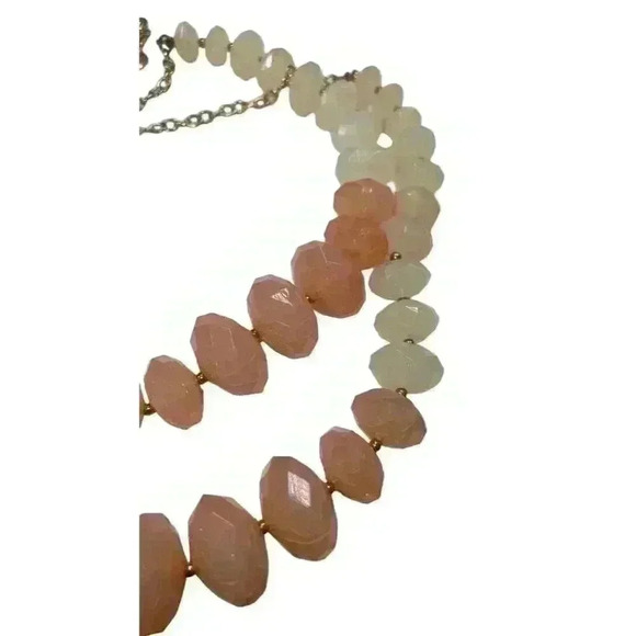 Peach double strand acrylic necklace vintage-lobster clasp-adjustable - Picture 9 of 9